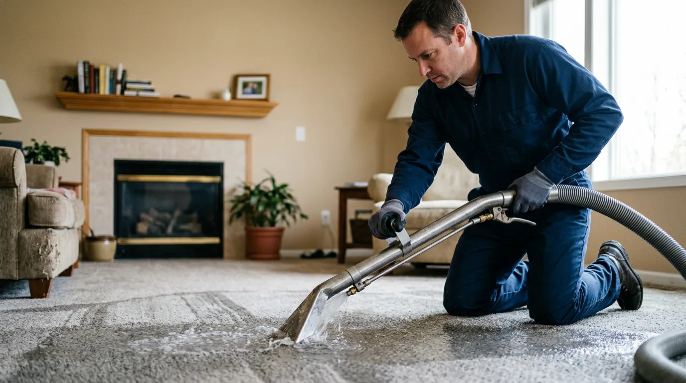 Water damage restoration technician working near Kingston, NY